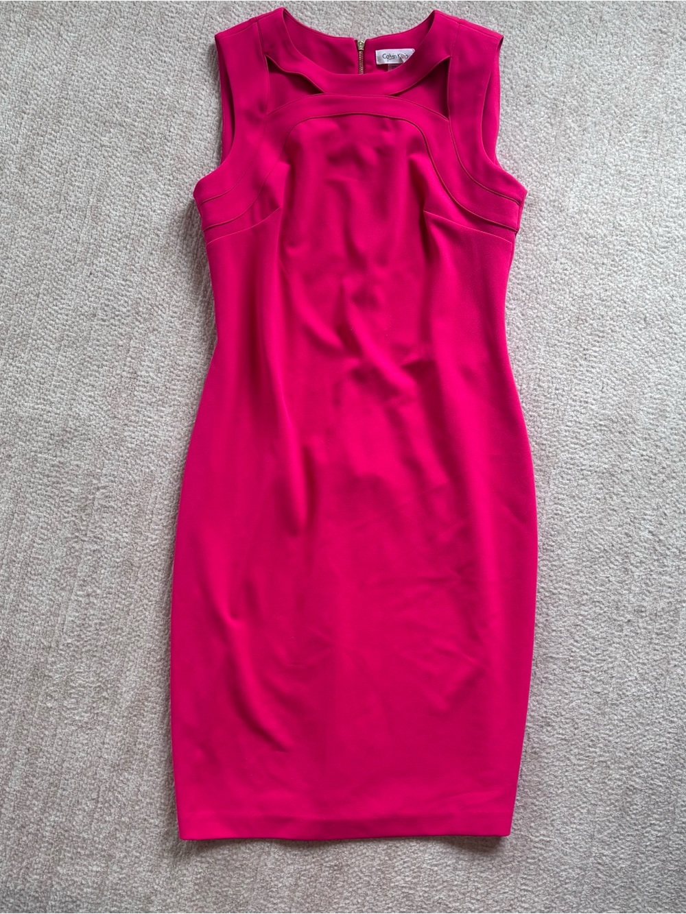 Calvin Klein Fuchsia Sculpted Sheath Midi Dress Some Flaws